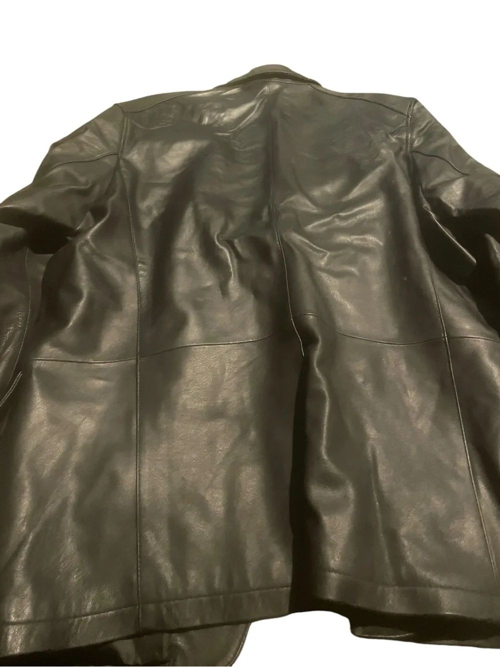 Meeting Streer size large (44)Men's Black Leather Jacket - Classic Panel Design